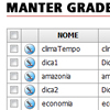 tela de manutenção de grades de conteúdo do gerenciador web